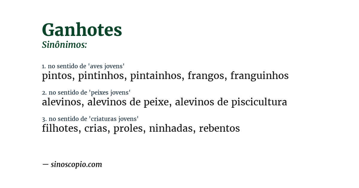 Sinônimo de ganhotes