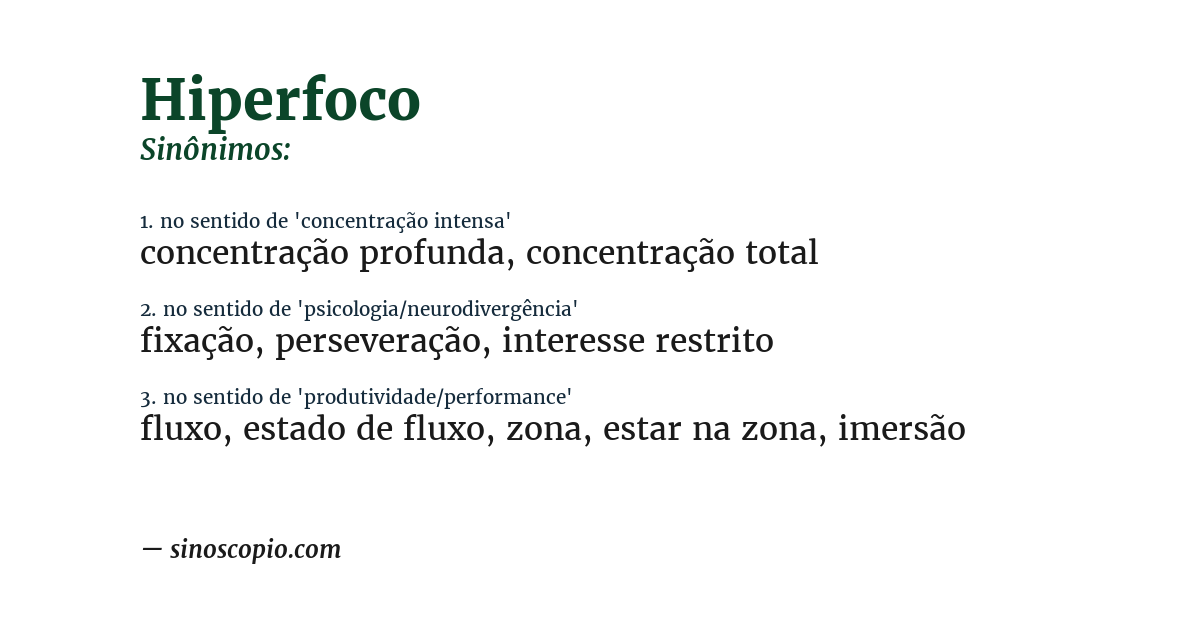 Sinônimo de hiperfoco