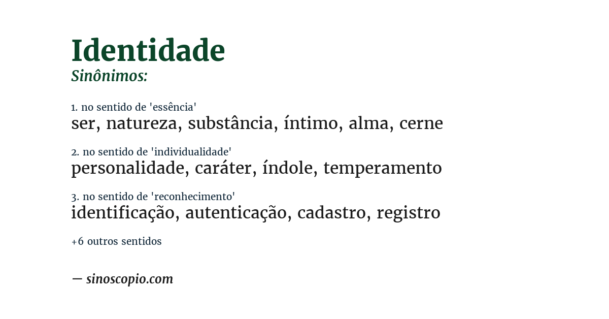 Sinônimo de identidade