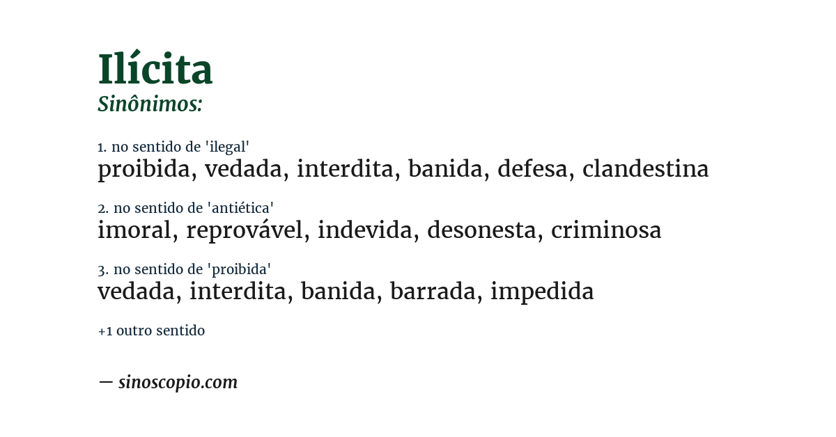 Sinônimo de ilícita