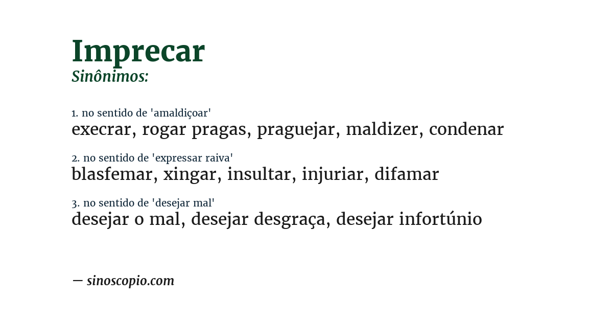 Sinônimo de imprecar