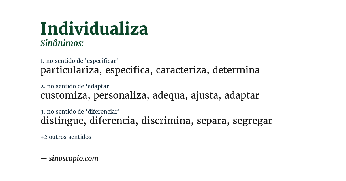 Sinônimo de individualiza