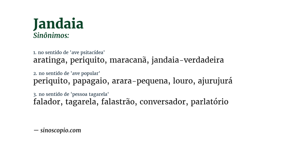 Sinônimo de jandaia