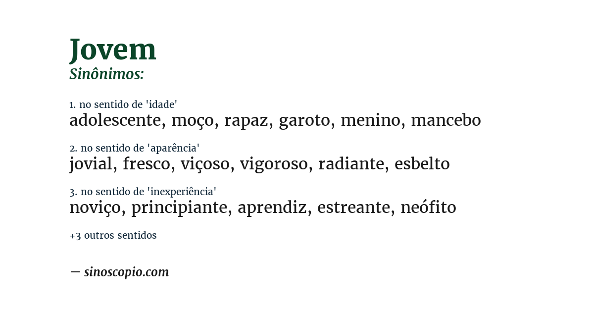 Sinônimo de jovem