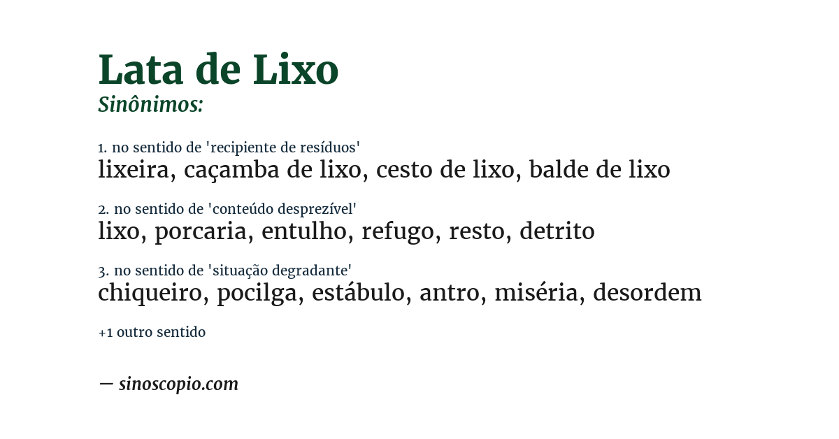 Sinônimo de lata de lixo