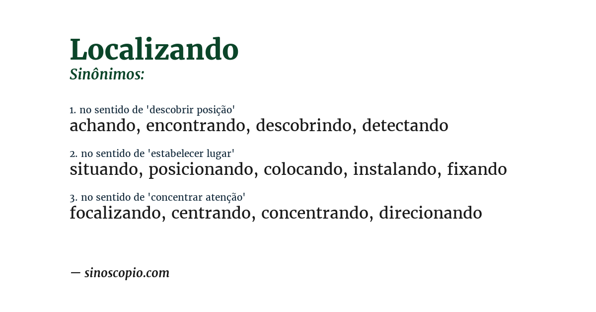 Sinônimo de localizando