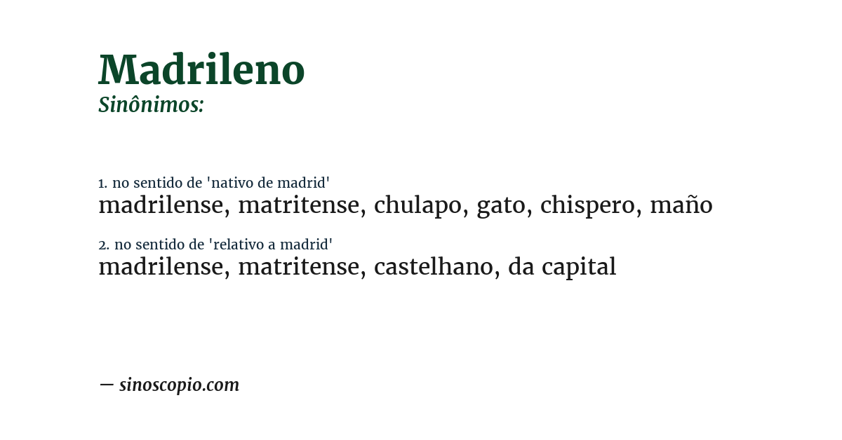 Sinônimo de madrileno