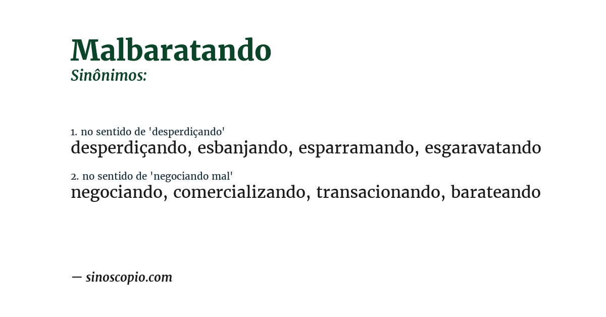 Sinônimo de malbaratando