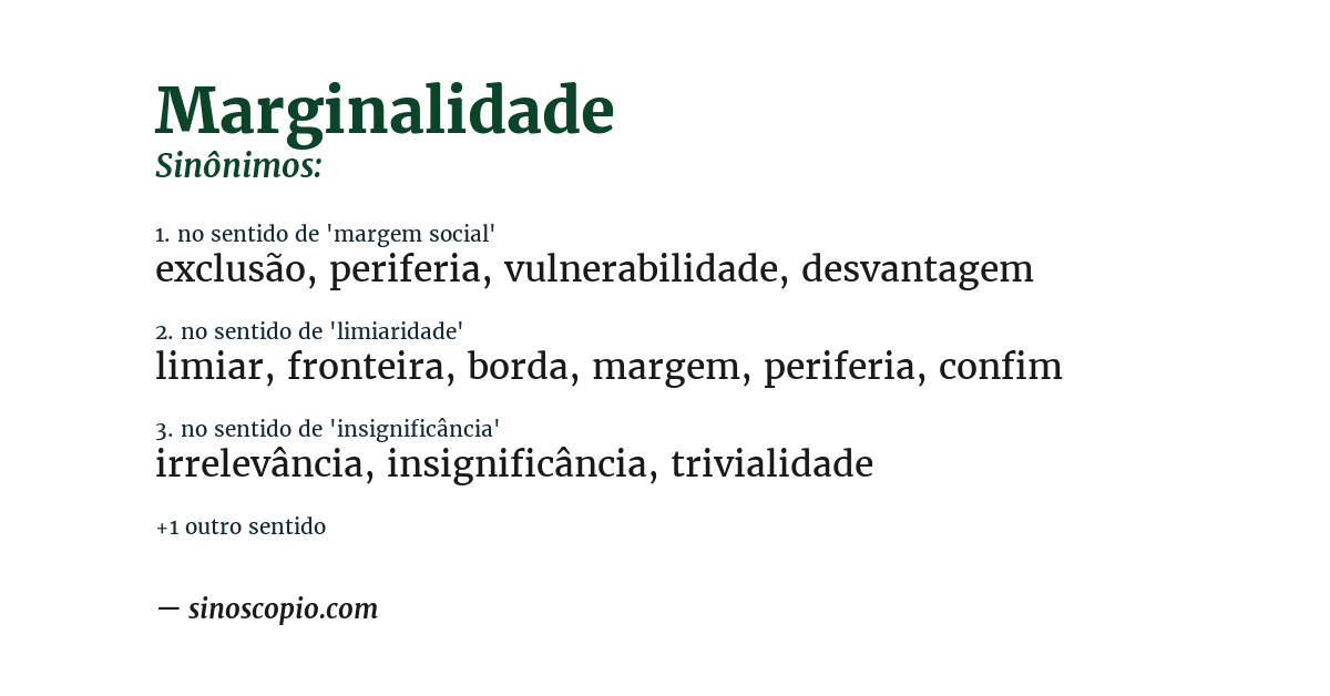 Sinônimo de marginalidade