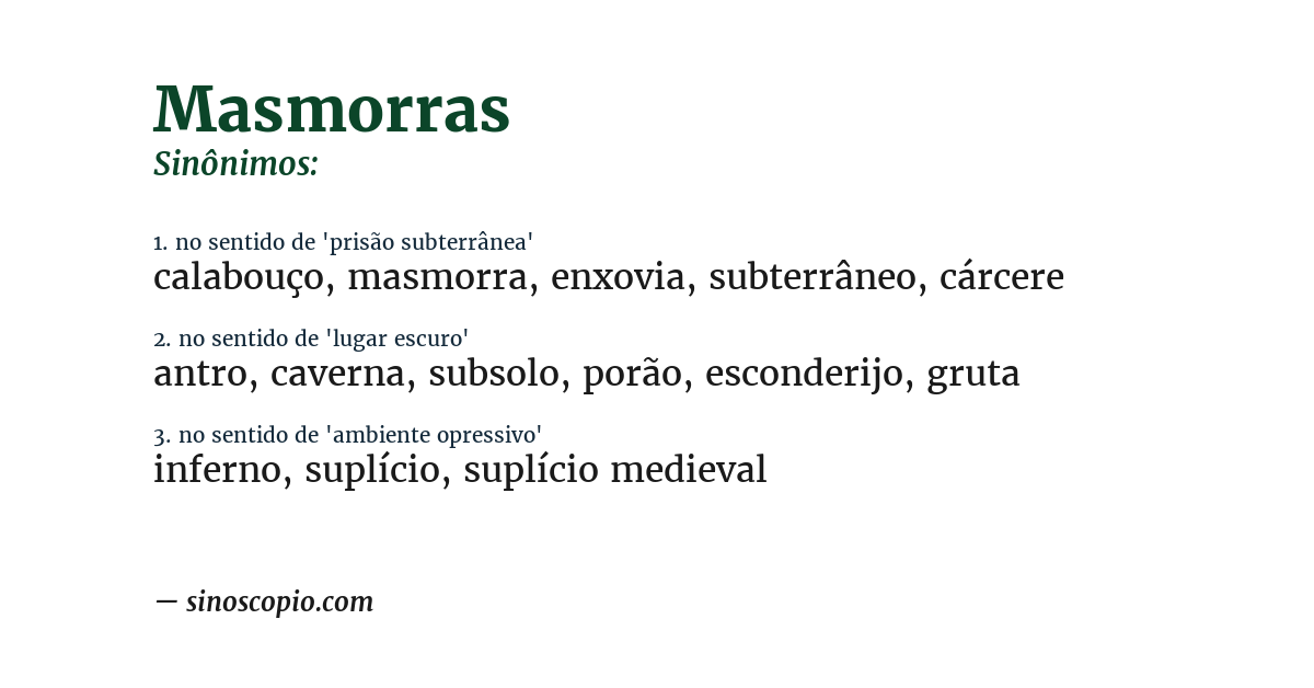 Sinônimo de masmorras