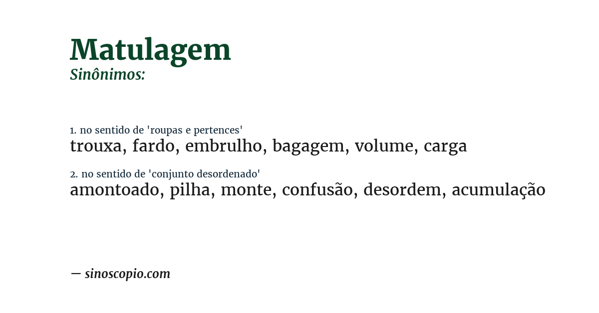 Sinônimo de matulagem