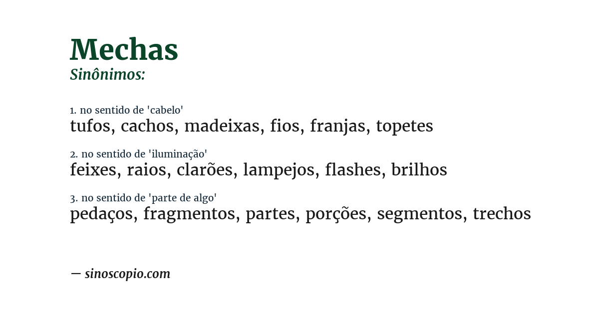 Sinônimo de mechas