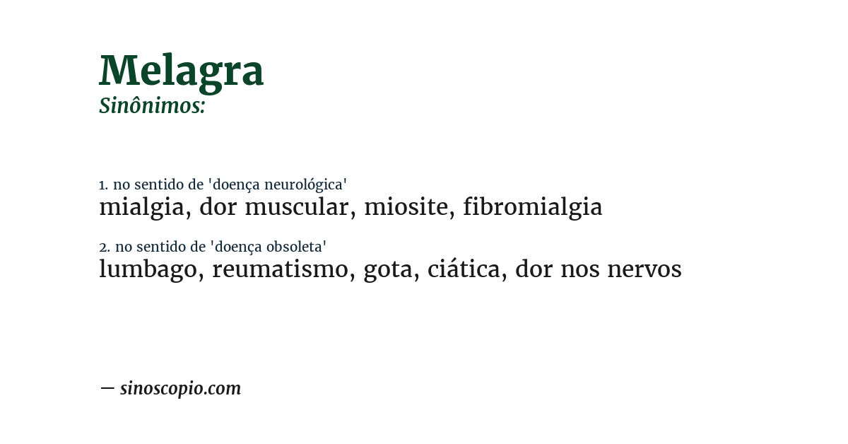 Sinônimo de melagra