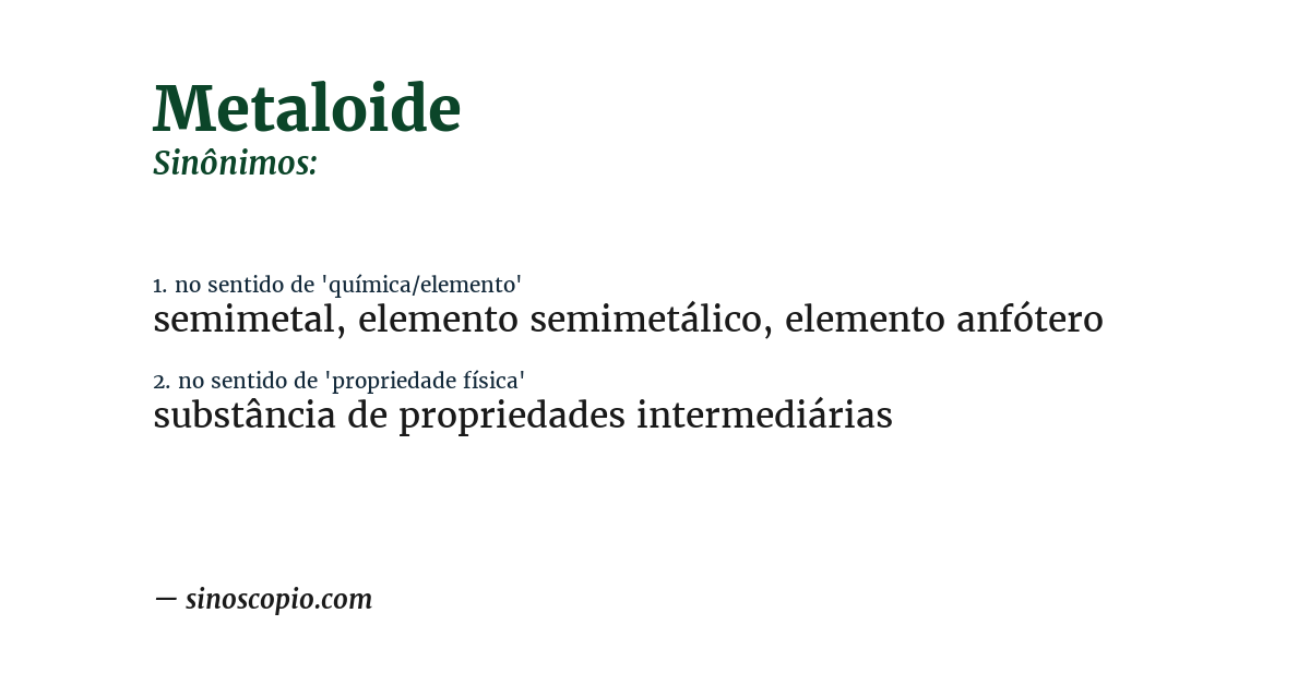 Sinônimo de metaloide