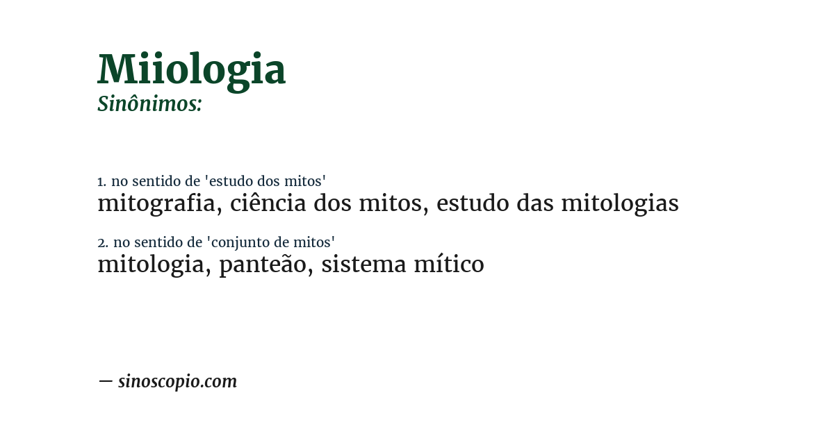 Sinônimo de miiologia
