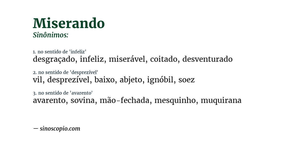Sinônimo de miserando