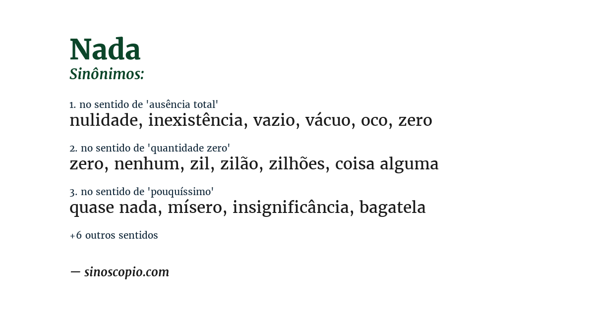 Sinônimo de nada
