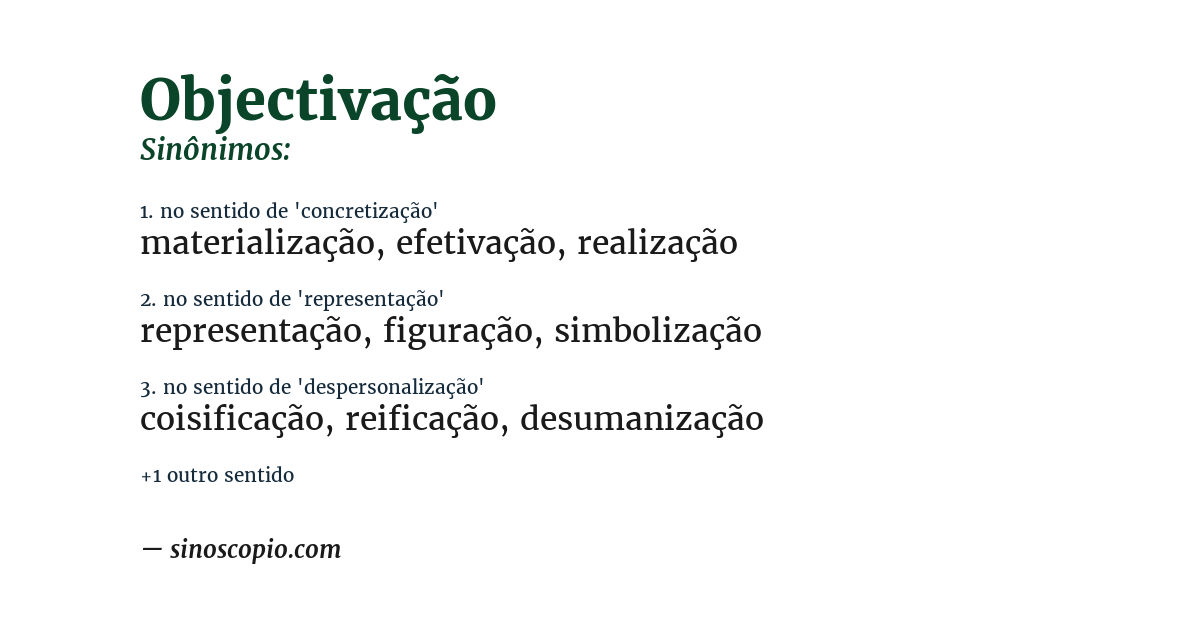 Sinônimo de objectivação