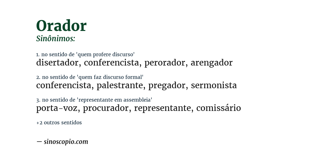 Sinônimo de orador