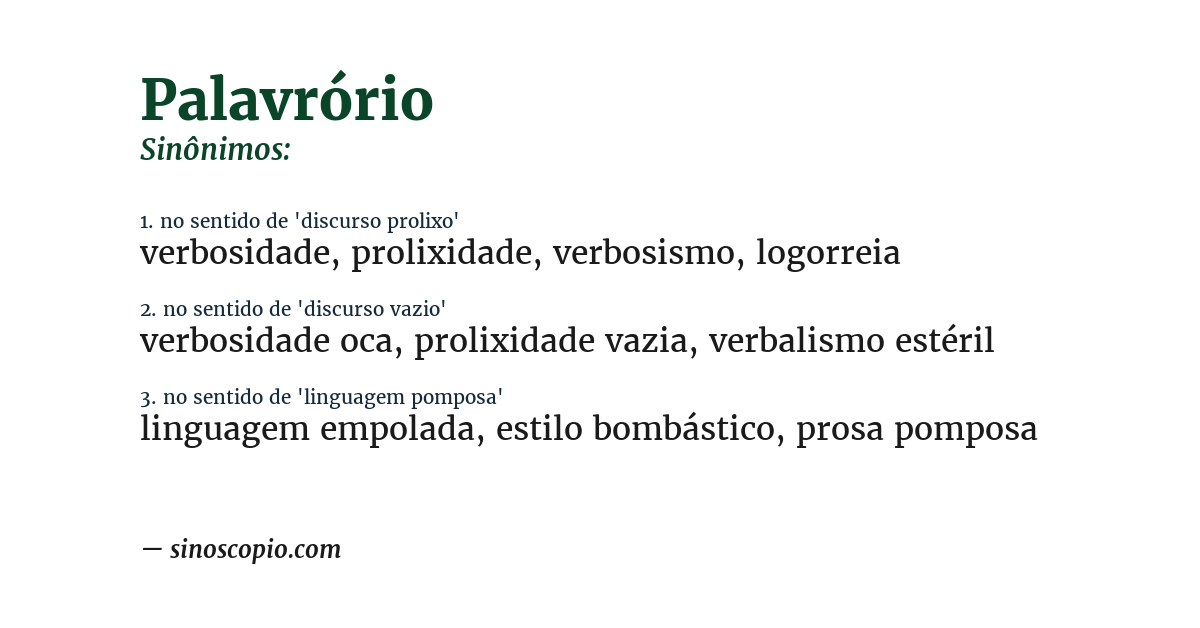 Sinônimo de palavrório
