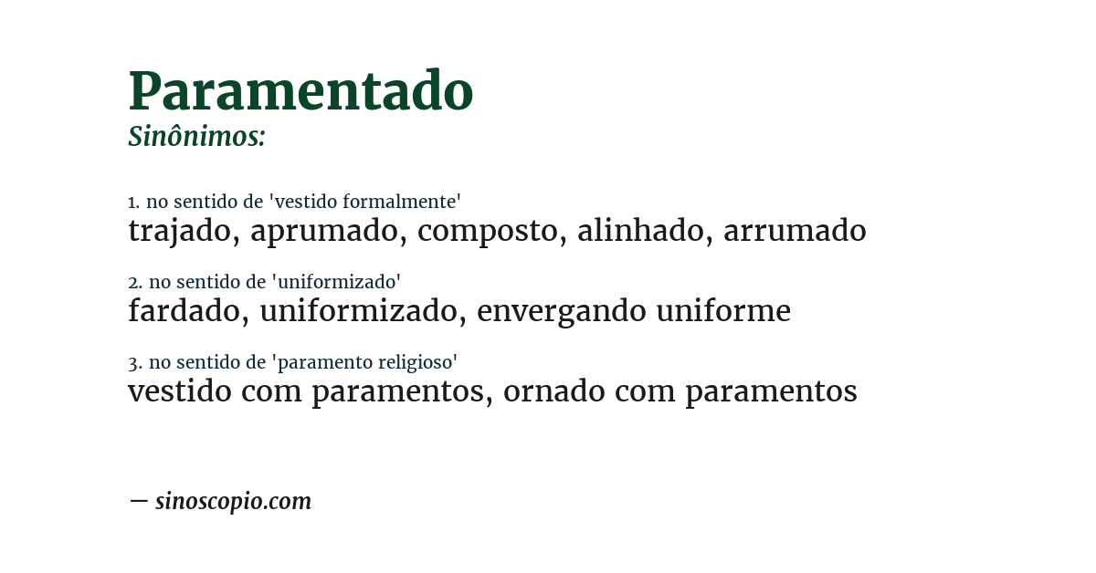Sinônimo de paramentado