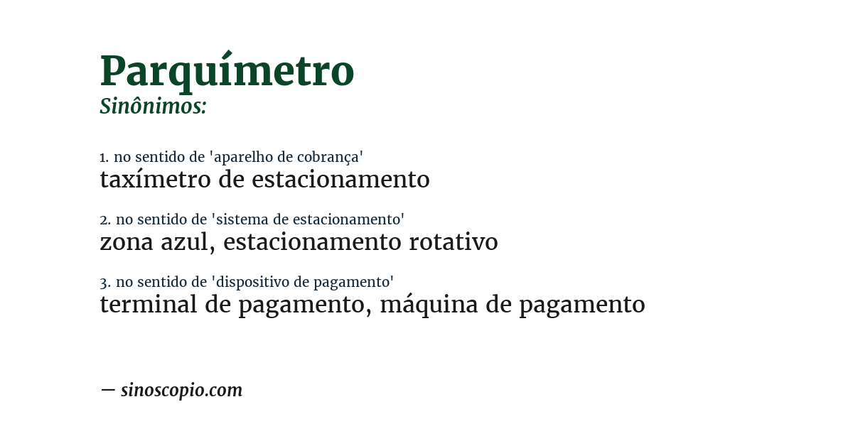 Sinônimo de parquímetro