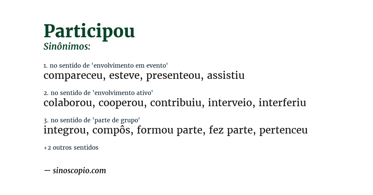 Sinônimo de participou