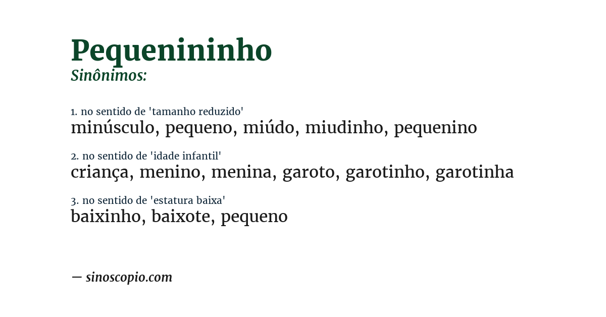 Sinônimo de pequenininho