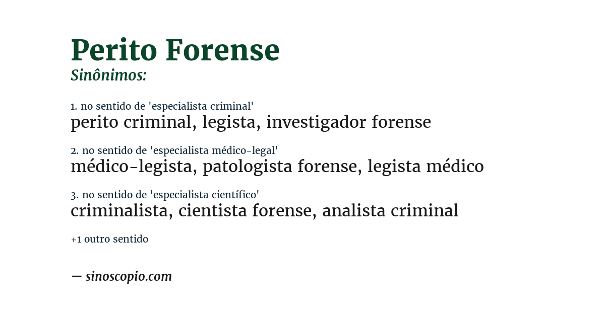 Sinônimo de perito forense