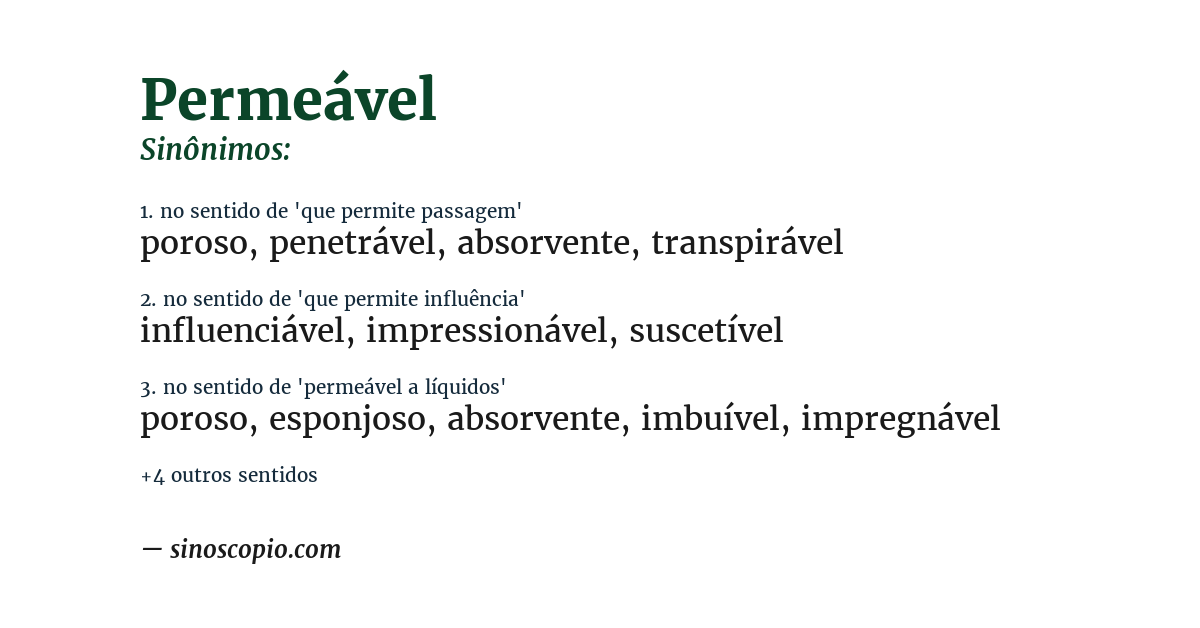 Sinônimo de permeável