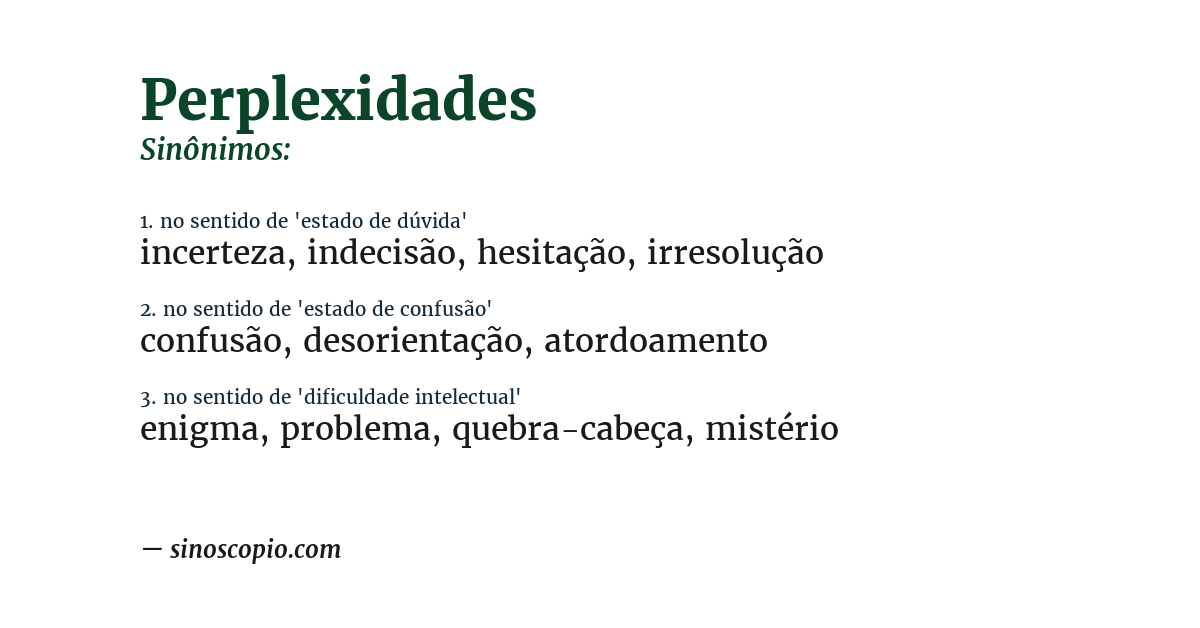 Sinônimo de perplexidades