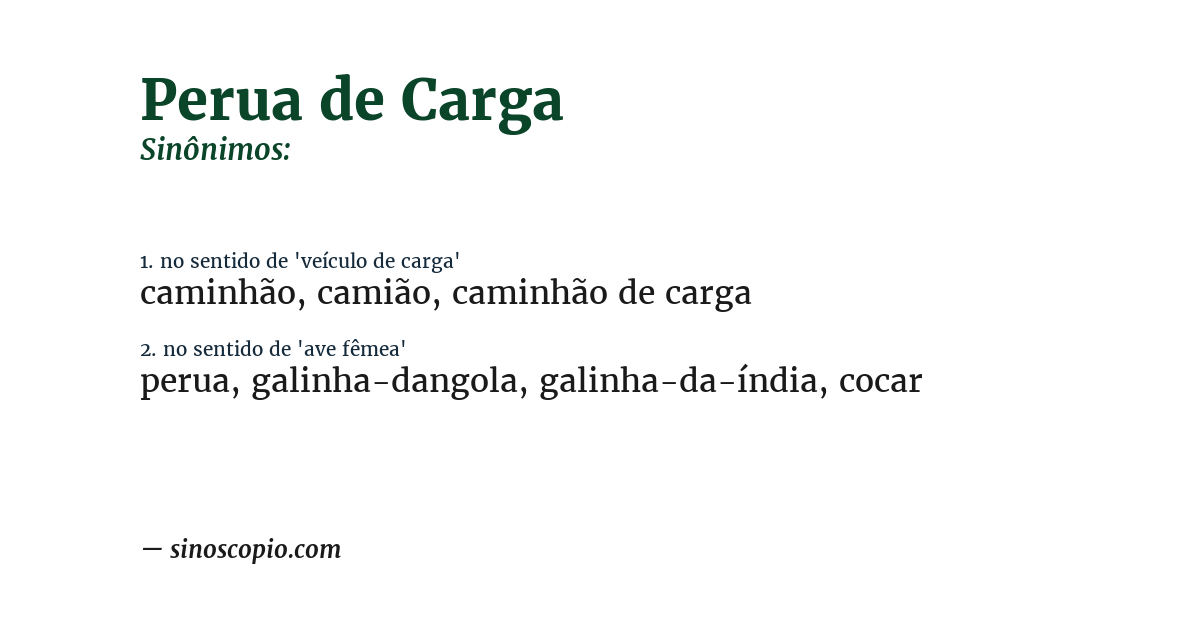 Sinônimo de perua de carga