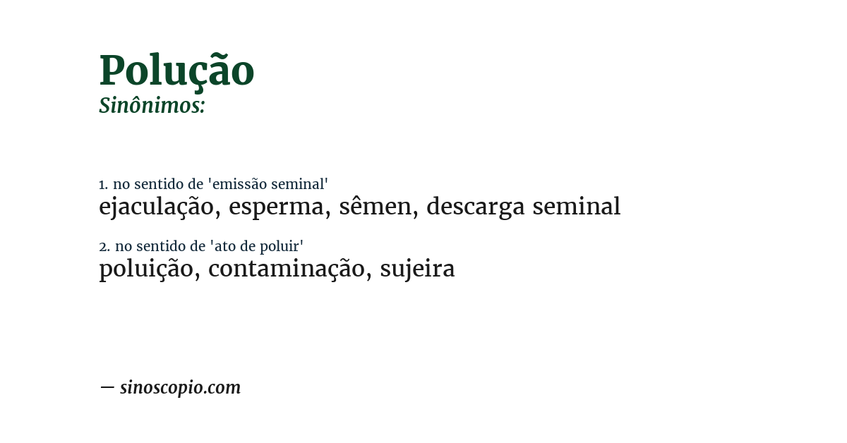 Sinônimo de polução