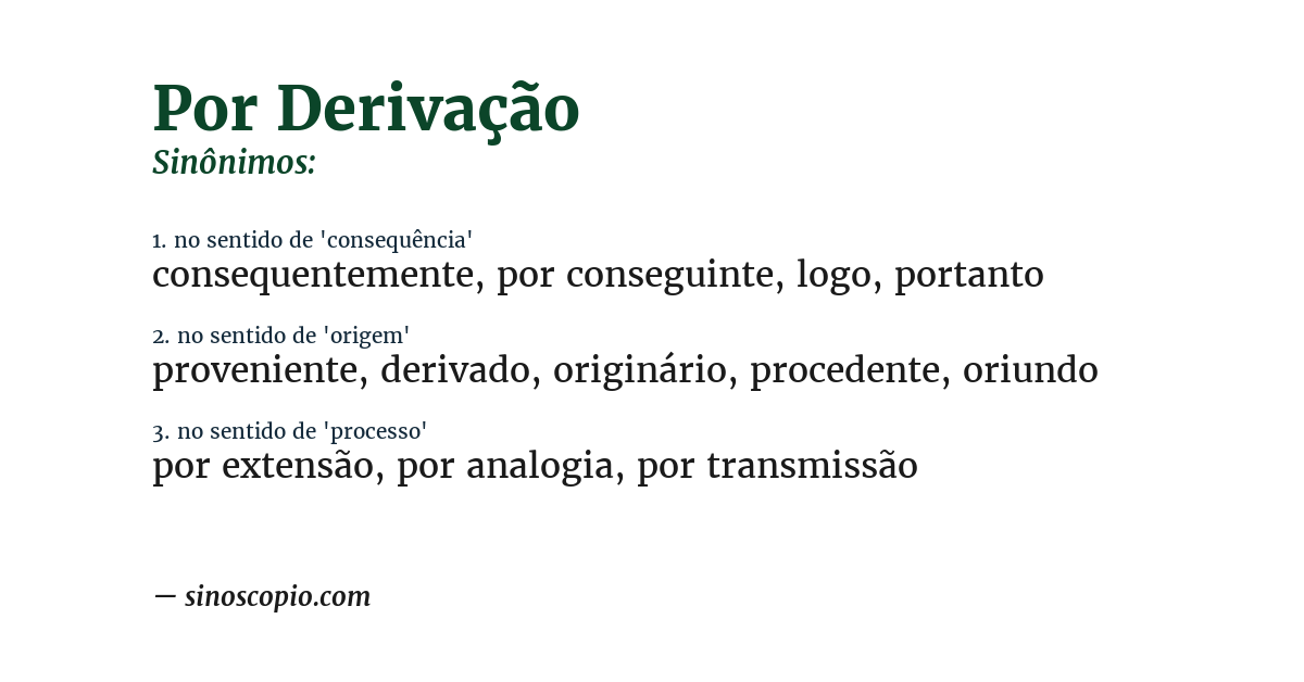Sinônimo de por derivação