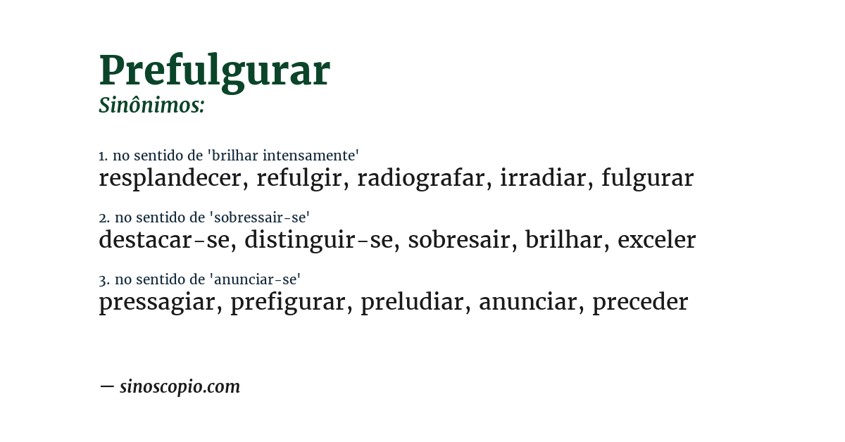 Sinônimo de prefulgurar