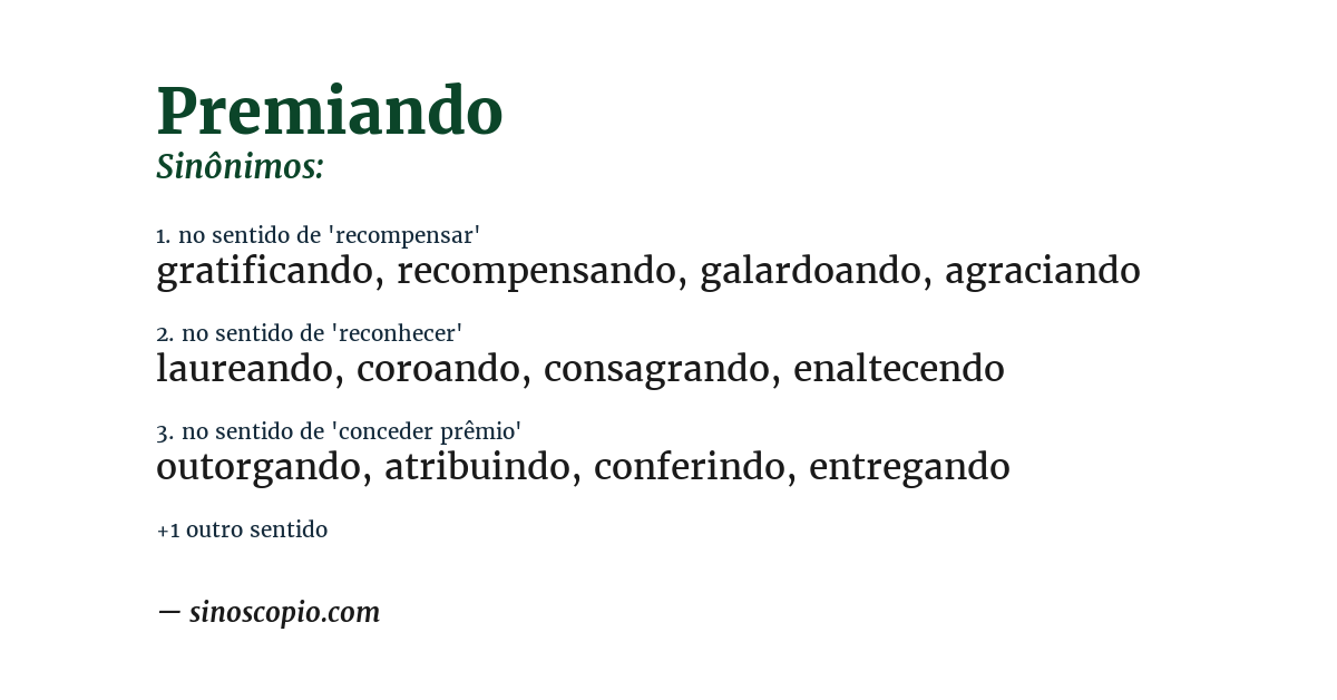 Sinônimo de premiando