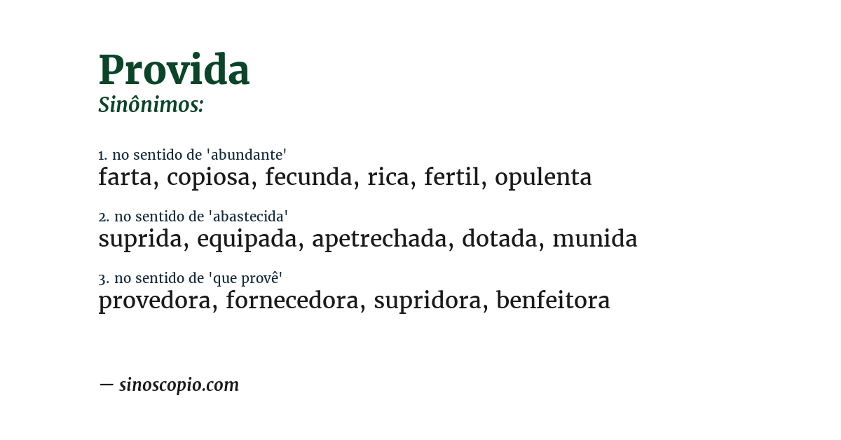 Sinônimo de provida