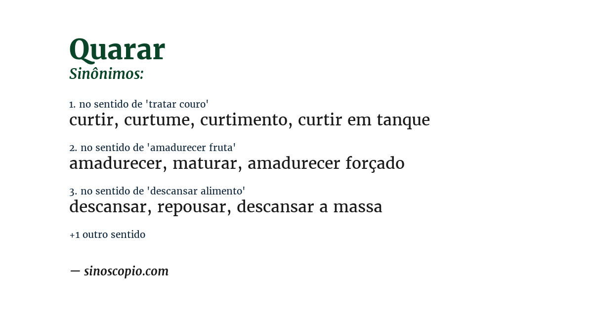 Sinônimo de quarar