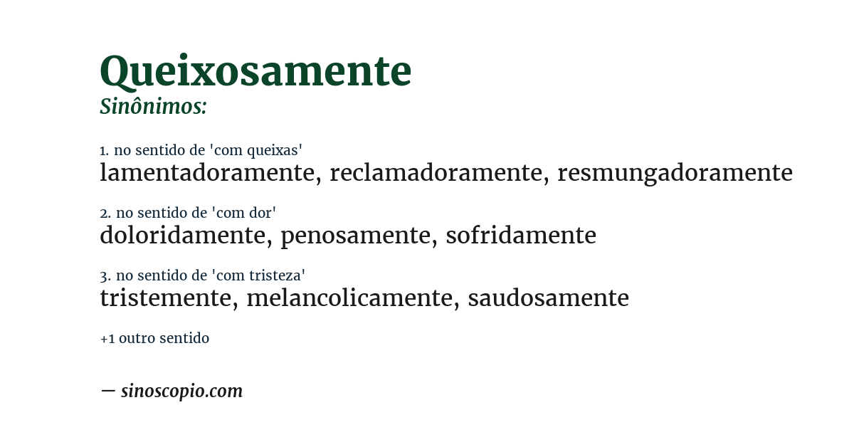 Sinônimo de queixosamente