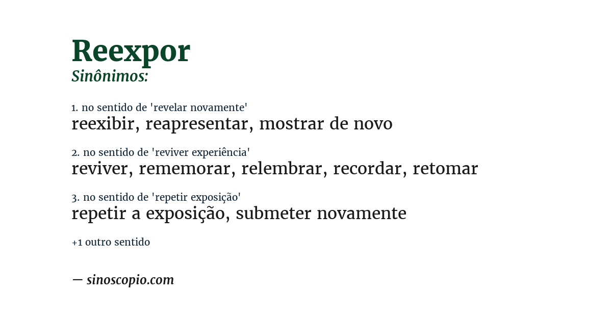 Sinônimo de reexpor