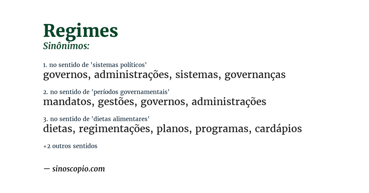 Sinônimo de regimes