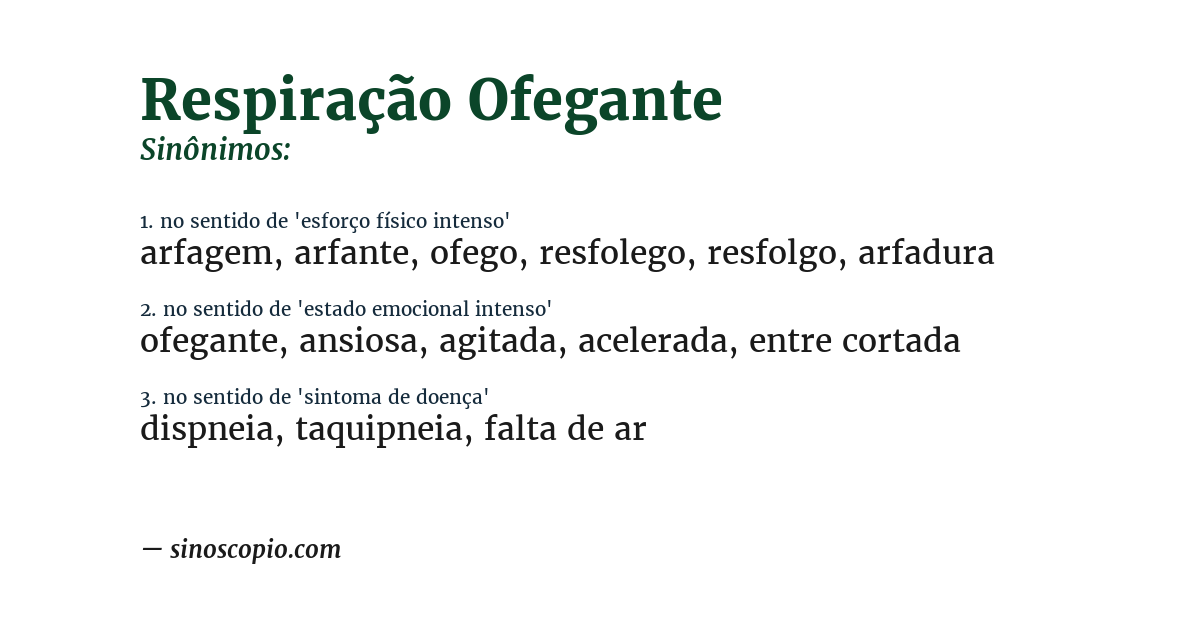 Sinônimo de respiração ofegante
