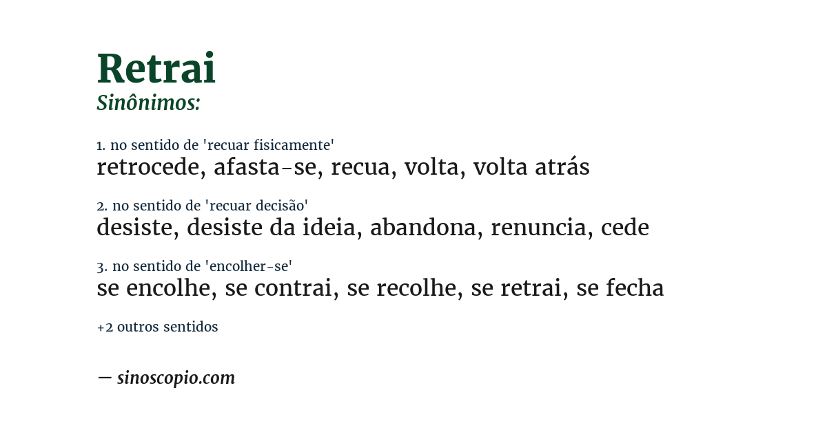 Sinônimo de retrai
