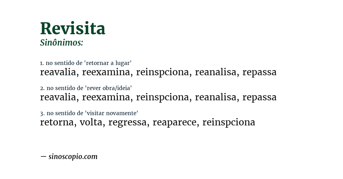 Sinônimo de revisita