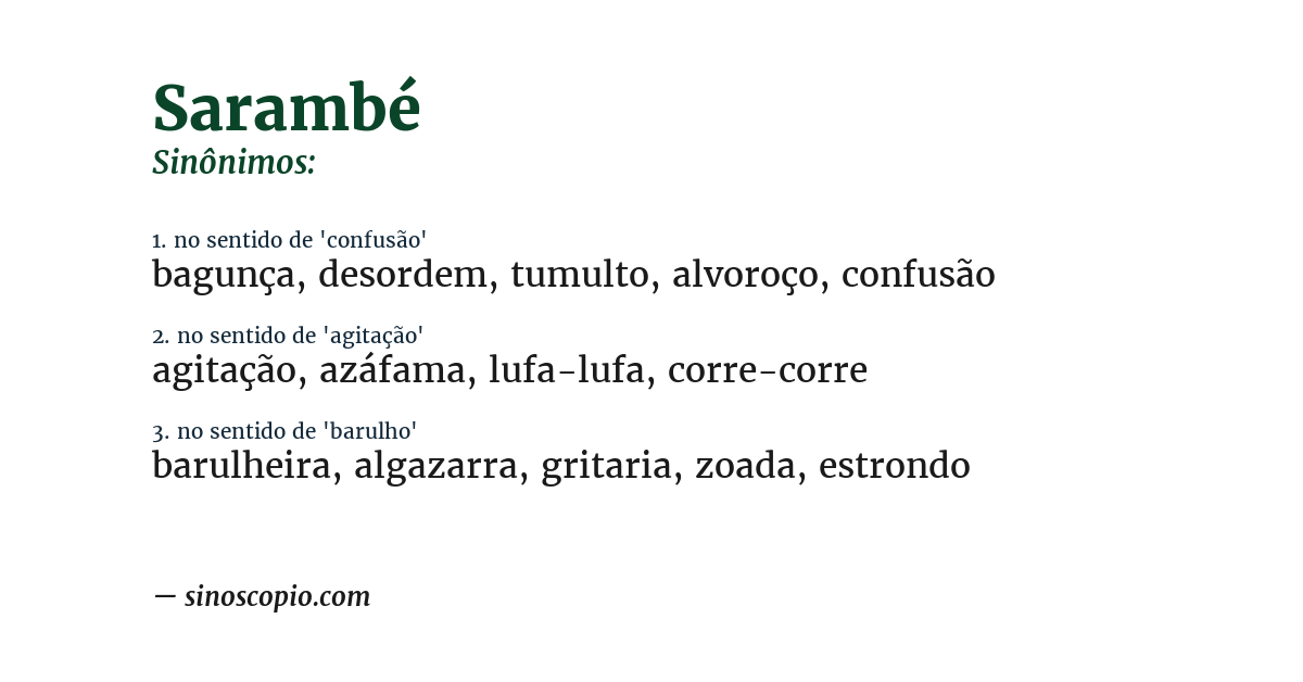 Sinônimo de sarambé