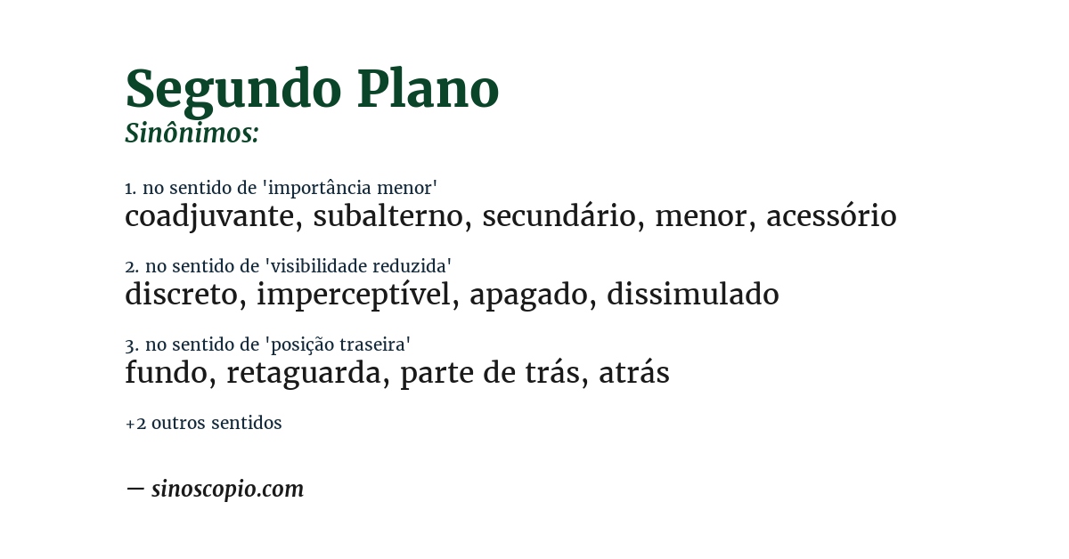 Sinônimo de segundo plano