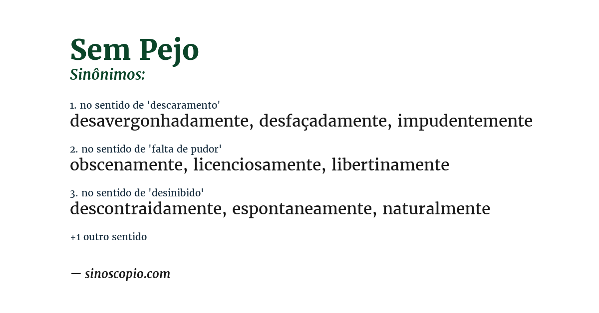 Sinônimo de sem pejo