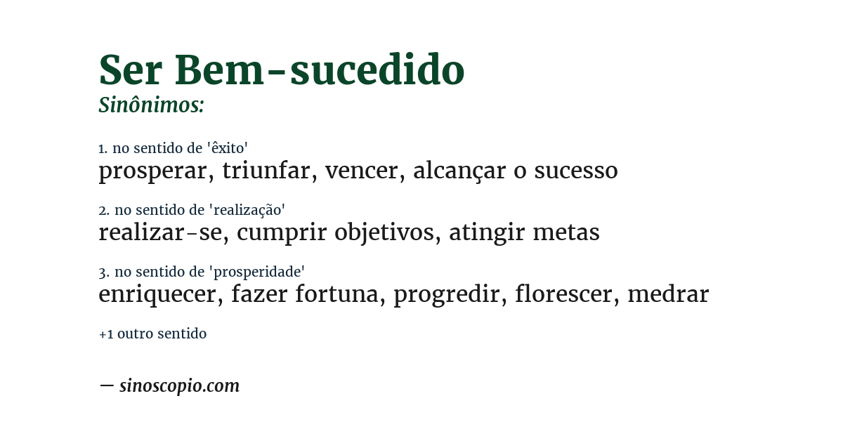 Sinônimo de ser bem-sucedido