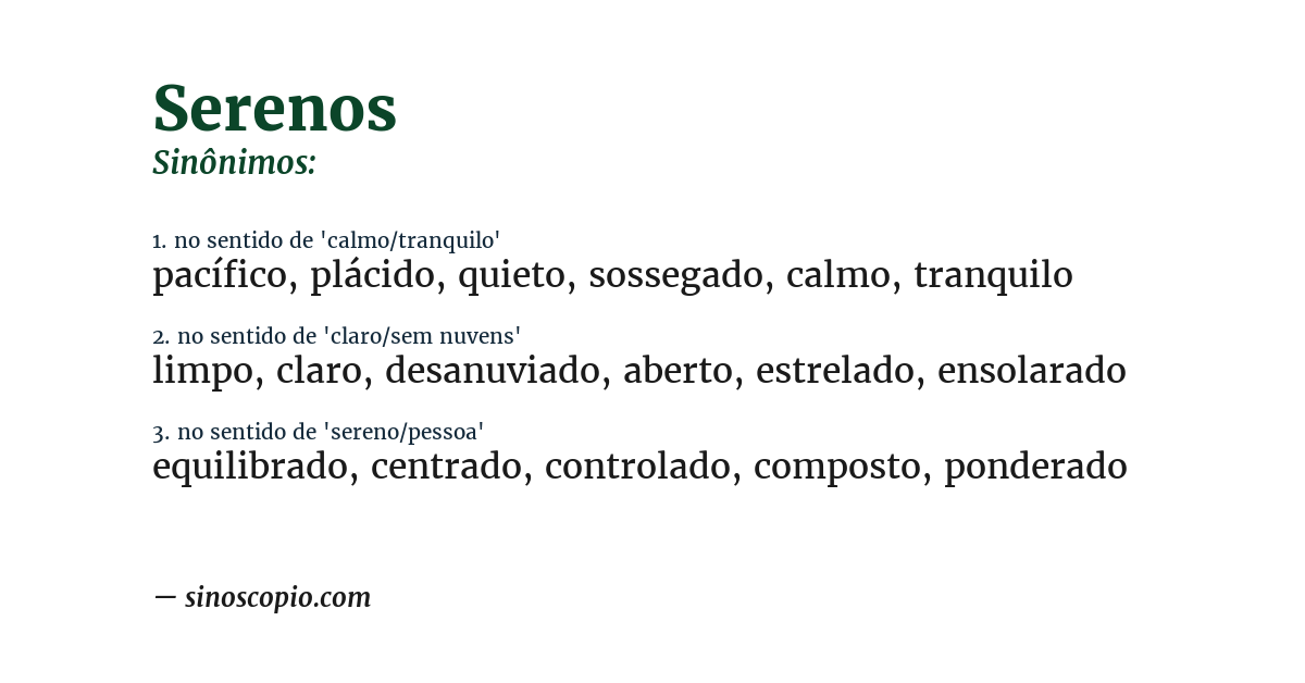 Sinônimo de serenos