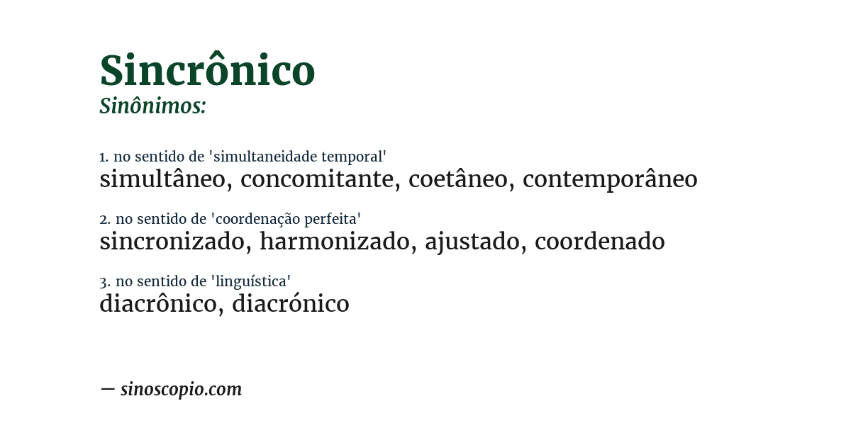 Sinônimo de sincrônico